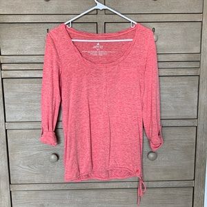 Aerie Coral 3/4 Sleeve Top